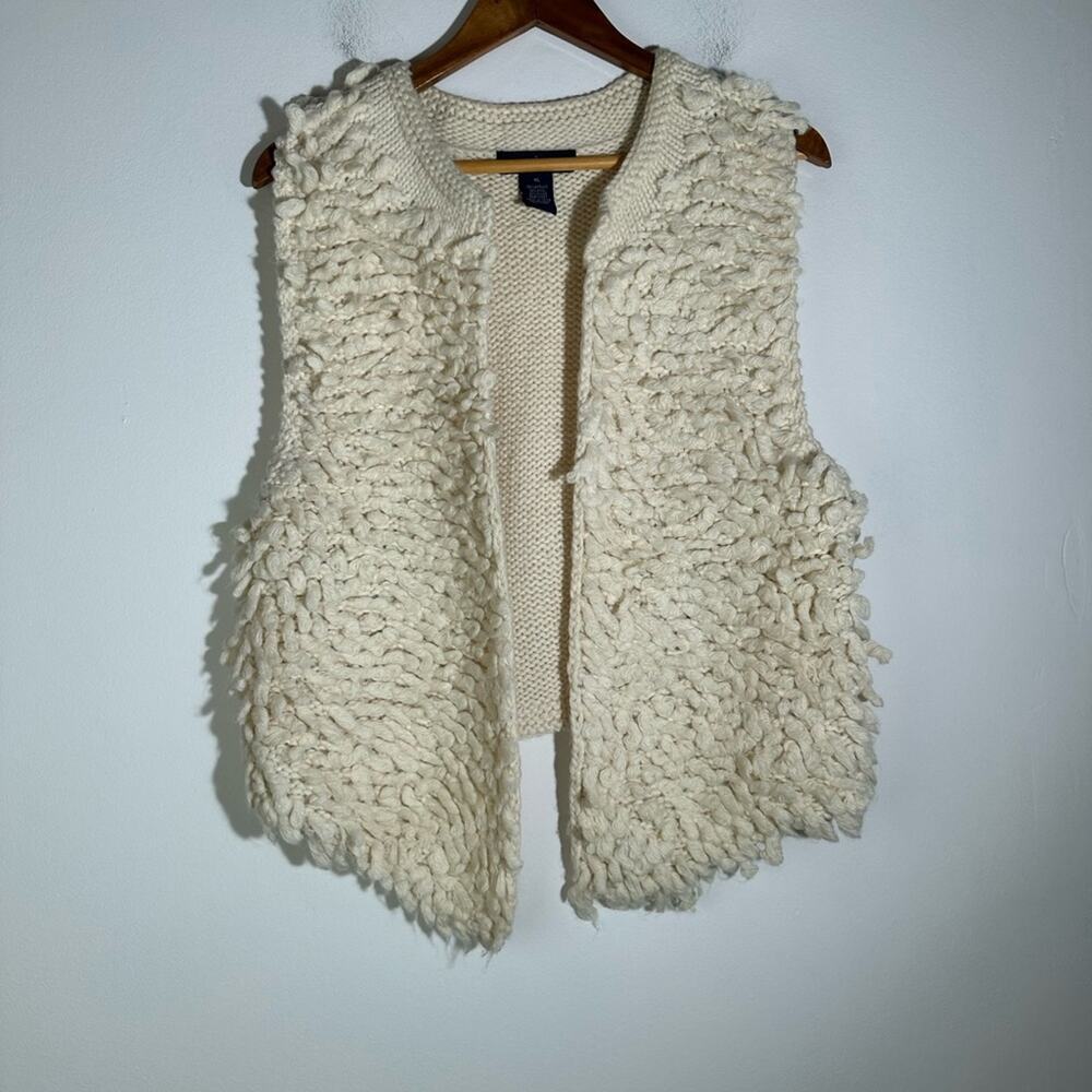 Artisan Cream Textured Vest With Open Front - image 3